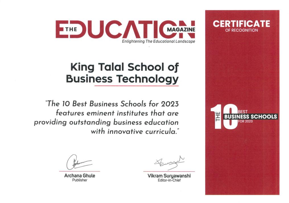 King Talal School of Business Technology at PSUT has secured its place among the top ten business schools in Asia and the Pacific for the second year in a row